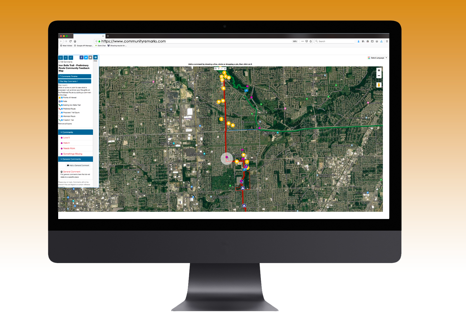 Iron Belle Trail - Preliminary Route Community Feedback Map